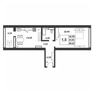 1-к кв. Новгородская область, Великий Новгород ул. Королева, 22к2 ...