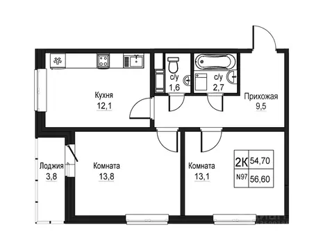 2-к кв. Нижегородская область, Нижний Новгород Торпедо жилой комплекс ...