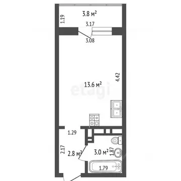 Студия Ростовская область, Ростов-на-Дону ул. Нансена, 83с2 (23.0 м)