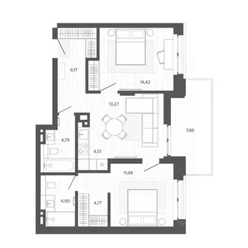3-к кв. Алтайский край, Барнаул ул. Сизова, 20 (72.16 м)