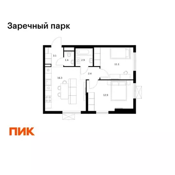 2-к кв. Ленинградская область, Всеволожский район, д. Новое Девяткино ...