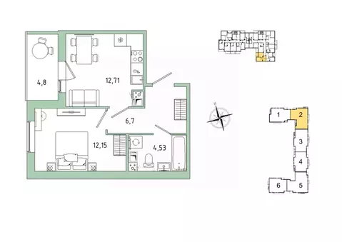 1-к кв. Ленинградская область, Гатчина Въезд мкр,  (38.49 м)