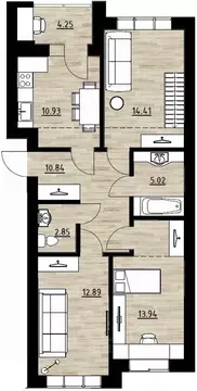 4-к кв. Калининградская область, Калининград Поселковая ул., 22 ...