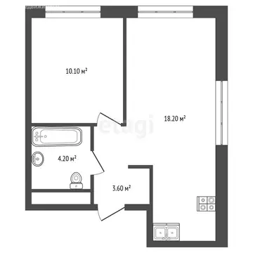 1-комнатная квартира: Санкт-Петербург, Тосина улица, 1к2 (35.7 м)