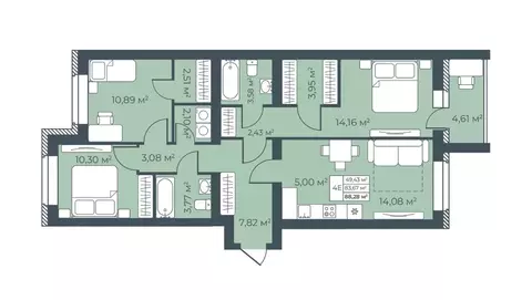 4-к кв. Воронежская область, Бобров  (88.28 м)