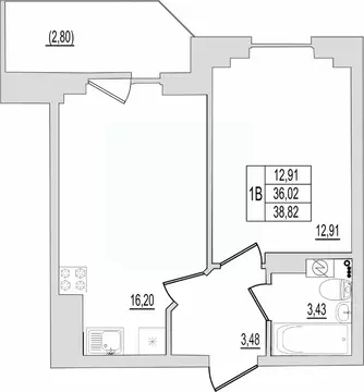 1-к кв. Псковская область, Псков Линейная ул., 87 (38.82 м)
