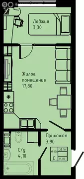 Квартира-студия: Коммунар, Железнодорожная улица, 41к3 (29.1 м)