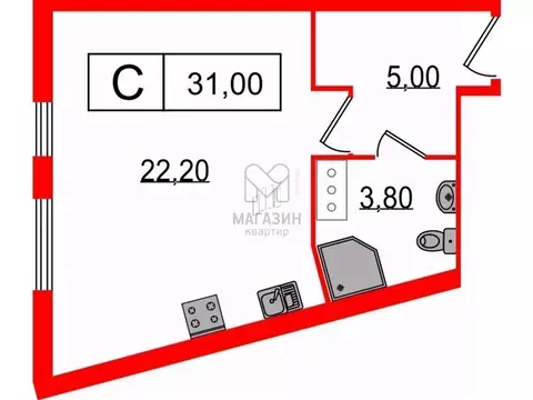 1-к кв. Санкт-Петербург Варфоломеевская ул., 6 (31.0 м)