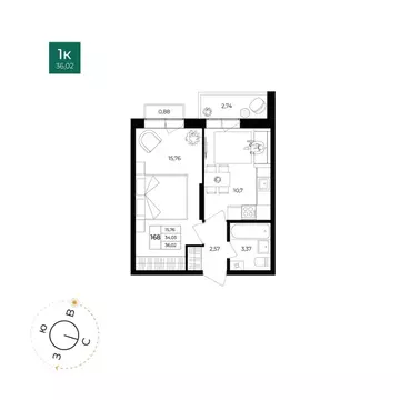 1-к кв. Ярославская область, Ярославль Северный жилрайон, 15-й мкр, 1 ...