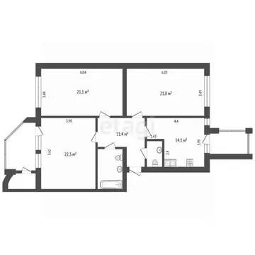 3-к кв. Ярославская область, Ярославль Советская ул., 41к3 (98.9 м)