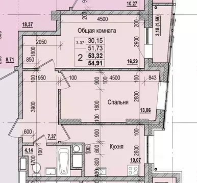 2-к кв. Саха (Якутия), Якутск ул. Чкалова, 47 (53.32 м)