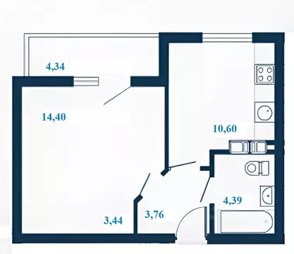 1-к кв. Волгоградская область, Волгоград ул. Клары Цеткин, 1А (38.76 ...