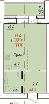 1-к кв. Алтайский край, Новоалтайск Индустриальная ул., 18А (31.3 м)