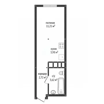 Студия Башкортостан, Уфа просп. Октября, 75 (21.4 м)