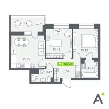 2-к кв. Ленинградская область, Всеволожский район, Заневское городское ...