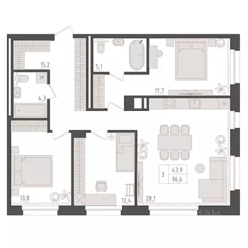 3-к кв. Башкортостан, Уфа 563-й кв-л,  (96.6 м)