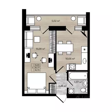 1-к кв. Ярославская область, Ярославль Северный жилрайон, 15-й мкр, 1 ...