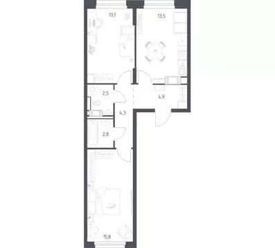 2-комнатная квартира: Мытищи, 1-й Стрелковый переулок, 5к1 (55.9 м)