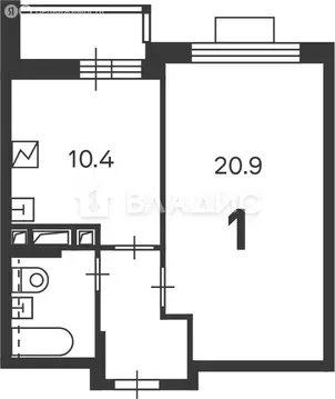 1-комнатная квартира: Москва, улица Светланова, 11к1 (45.5 м)