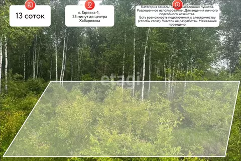 Участок в Хабаровский край, Хабаровский район, с. Гаровка-1 Лесная ул. ...