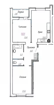 2-к кв. Ивановская область, Иваново Кооперативная ул., 14 (68.81 м)