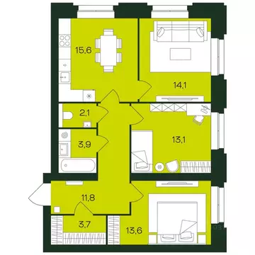 3-к кв. Чувашия, Чебоксары просп. Чебоксарский (77.9 м)