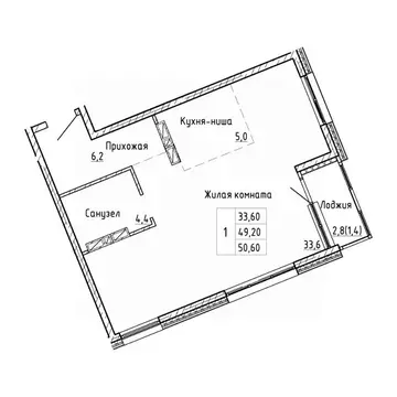 2-к кв. Приморский край, Владивосток Снеговая Падь мкр,  (50.6 м)
