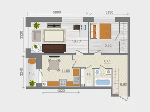 2-к кв. Ленинградская область, Ломоносовский район, Горбунковское ...