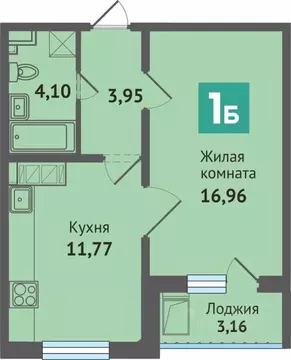 1-к кв. Чувашия, Чебоксары ул. Академика В.Н.Челомея, 14 (39.92 м)