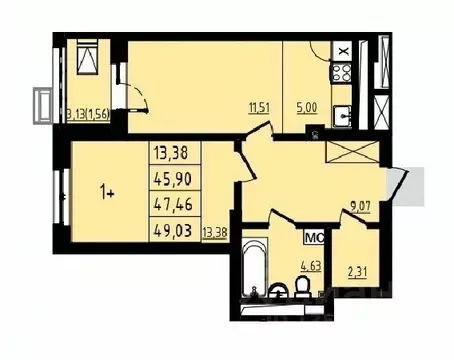 1-к кв. Башкортостан, Уфа Затон-Восточный жилрайон, Новаленд мкр,  ...