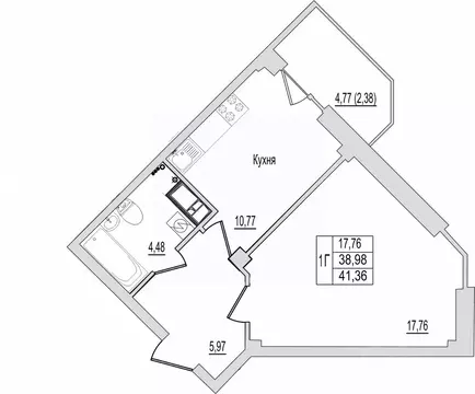 1-к кв. Псковская область, Псков Линейная ул., 87 (41.36 м)