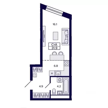 Студия Хабаровский край, Хабаровск ул. Карла Маркса, 96/1 (31.91 м)
