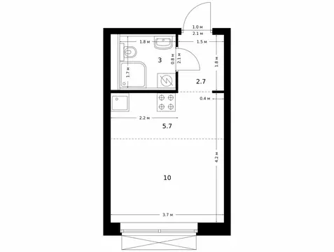 Квартира-студия: Казань, ЖК Сиберово, 3 (21.4 м)