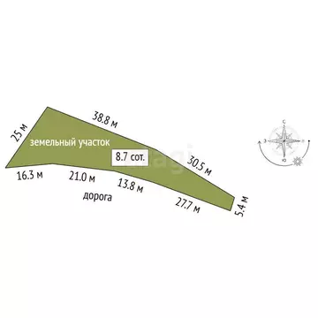 Участок в Малореченское, Северная улица (8.73 м)