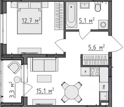 1-к кв. Владимирская область, Владимир Сновицы-Веризино мкр,  (40.15 ...