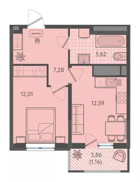 1-к кв. Краснодарский край, Краснодар Теплые Края жилой комплекс ...