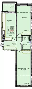 2-к кв. Калининградская область, Гурьевский муниципальный округ, пос. ...
