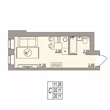 Студия Волгоградская область, Волгоград ул. Расула Гамзатова (20.11 м)