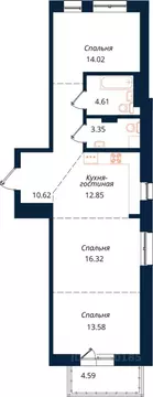 3-к кв. Иркутская область, Иркутск ул. Юрия Левитанского, 16/1 (80.2 ...