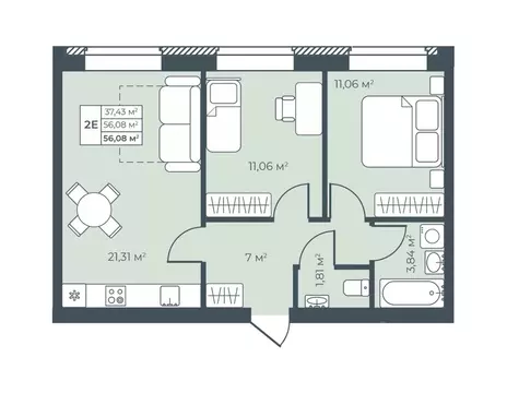 2-к кв. Воронежская область, Павловск ул. Свободы, 29 (56.08 м)