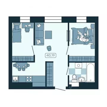 2-к кв. Приморский край, Владивосток ул. Борисенко (40.19 м)