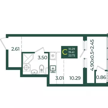 Студия Краснодарский край, Краснодар Образцово мкр,  (22.72 м)