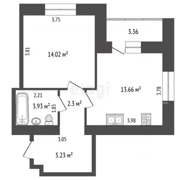 2-к кв. Костромская область, Кострома ул. Валентины Плетневой, 1 (62.3 ...