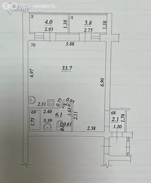 Квартира-студия: Самара, улица Агибалова, 48 (41.9 м)