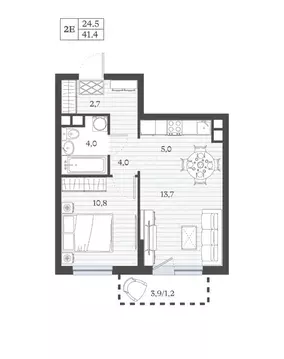 2-к кв. Дагестан, Дербент ул. Сальмана (41.37 м)
