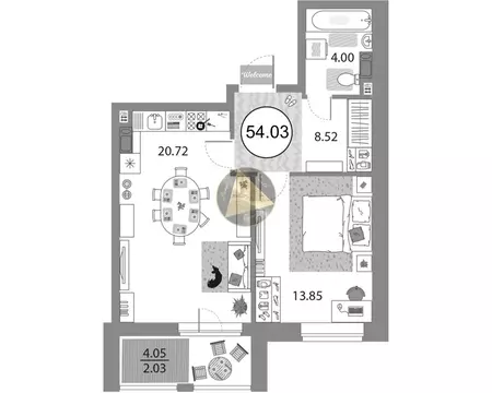 1-комнатная квартира: Санкт-Петербург, проспект Авиаконструкторов, 54 ...