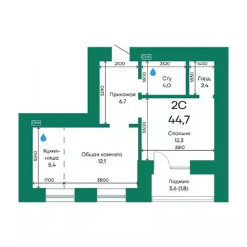 2-к кв. Алтайский край, Барнаул Просторная ул., 390к2 (44.7 м)