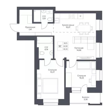 2-к кв. Новосибирская область, Новосибирск ул. Дуси Ковальчук, 246 ...
