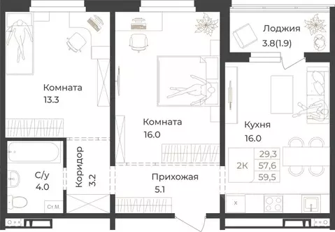 2-к кв. Алтай, Горно-Алтайск Социалистическая ул., 82 (59.5 м)