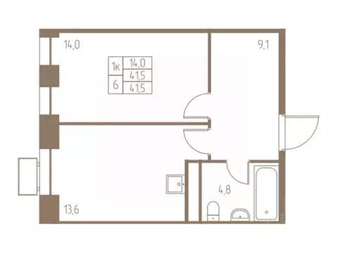 1-к кв. Московская область, Пушкино Фабрикант жилой комплекс, 1 (41.5 ...